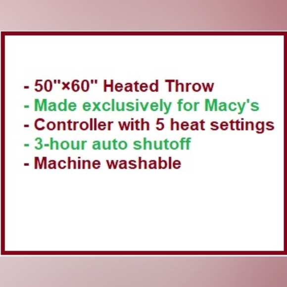 Heated Throw ($100) made for Macy's by Premier Comfort - Picture 4 of 4